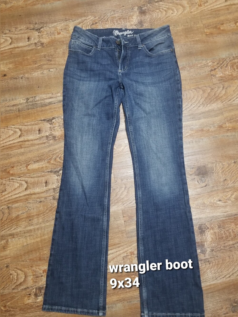 Wrangler Jeans Blue Denim Western Size 9, Boot cut 34 leg